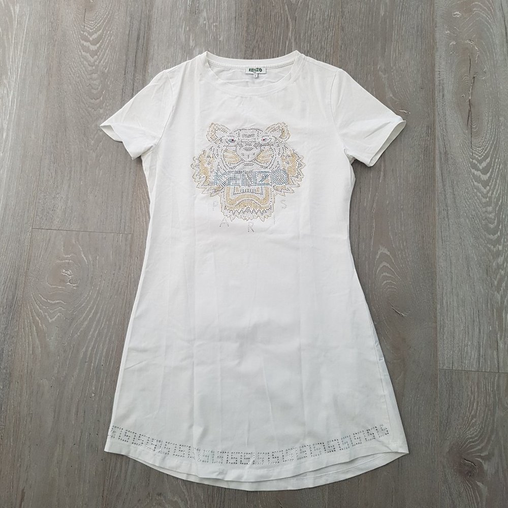 KENZO White T-Shirt Dress size S